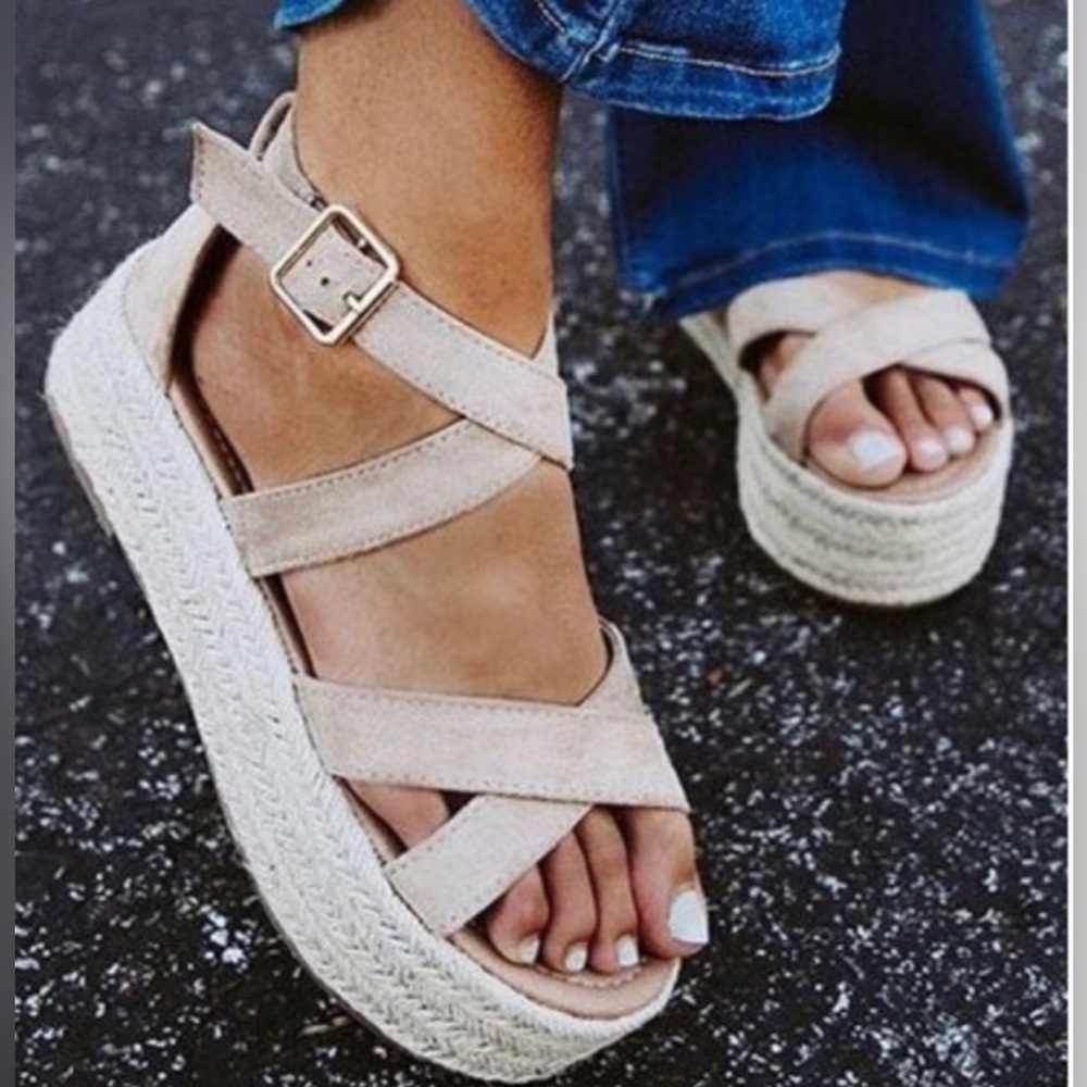 Espadrille Taupe Platform Wedge